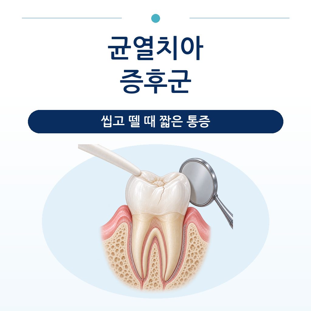 교합면에 균열선이 있는 어금니를 치경과 기구로 확인하는 치아 단면 그림